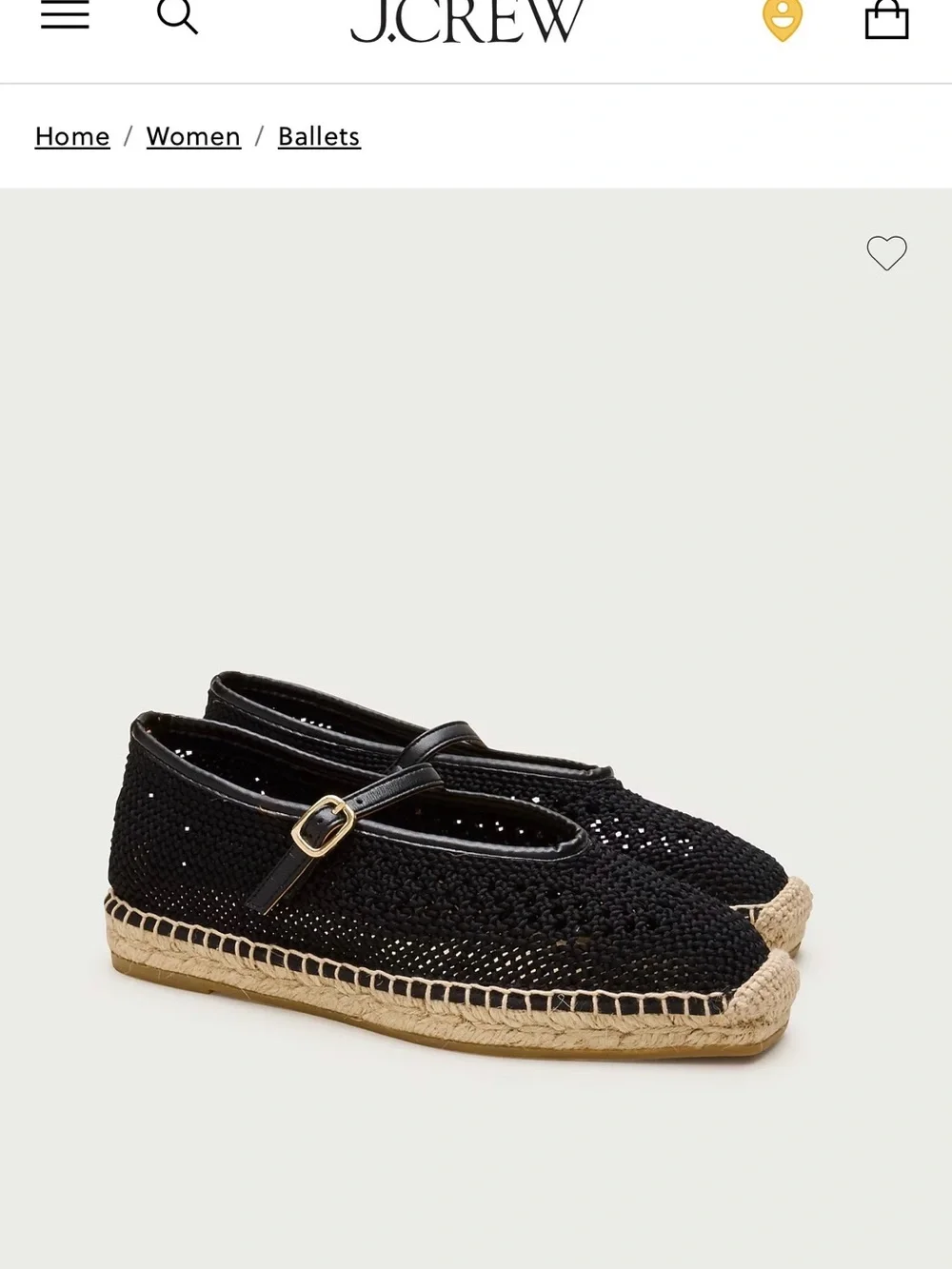 J. Crew Black Crochet Mary Jane Espadrille Flats with Natural Jute Sole